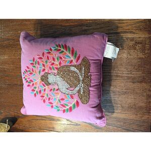 New 18x18 Spiritual Go Home LTD Pink Buddha Buddhist Embroidered Throw Pillow